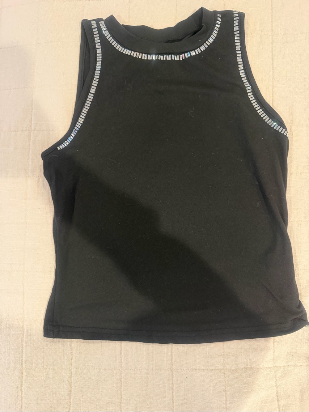 SHEIN Black Tank with Iridescent Trim